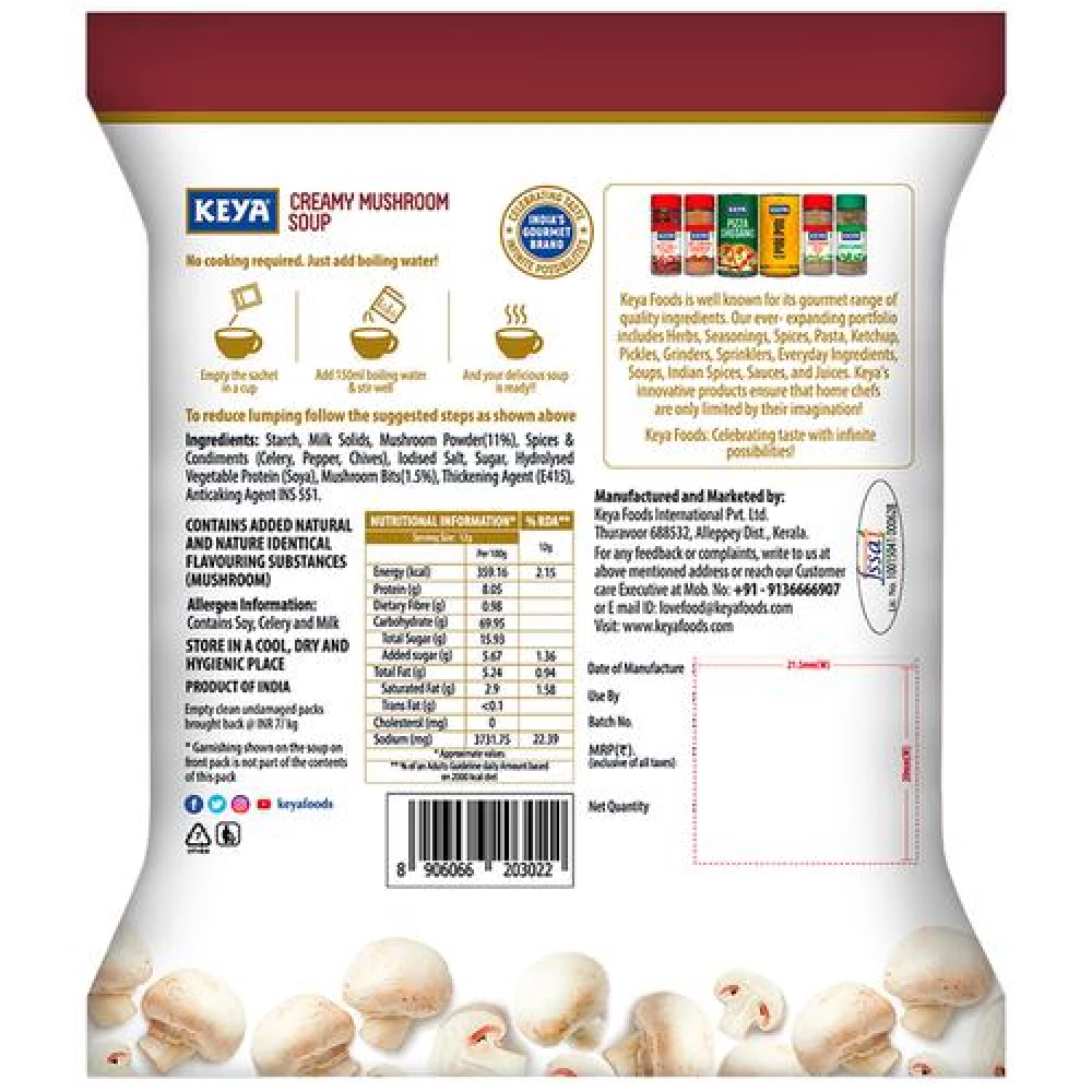 Keya Instant Soup - Creamy Mushroom, 11 g Pouch-2.webp